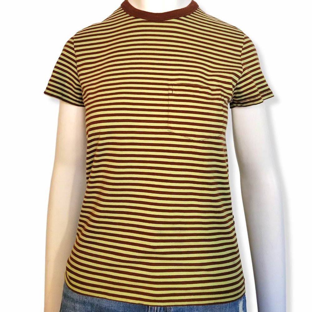 RARE VINTAGE LEVIS 1960s Casuals Striped Ringer T-Shirt Green